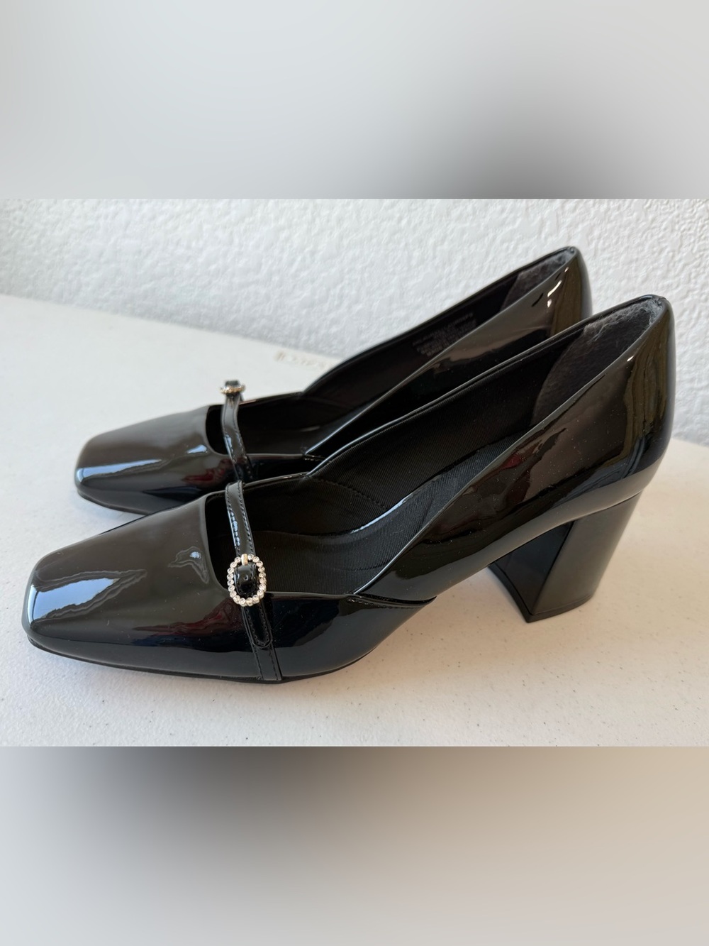 Anne Klein "Lexington" Black Patent Leather Block Heel